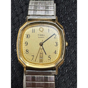 1980s Timex Q Day-Date Gold Tone Men's Watch - Quartz